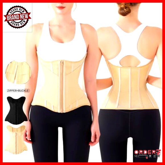 Waist Cincher Shapewear Tummy Control Girdle Zipper Steel Bones Slimming Trainer - Picture 4 of 6